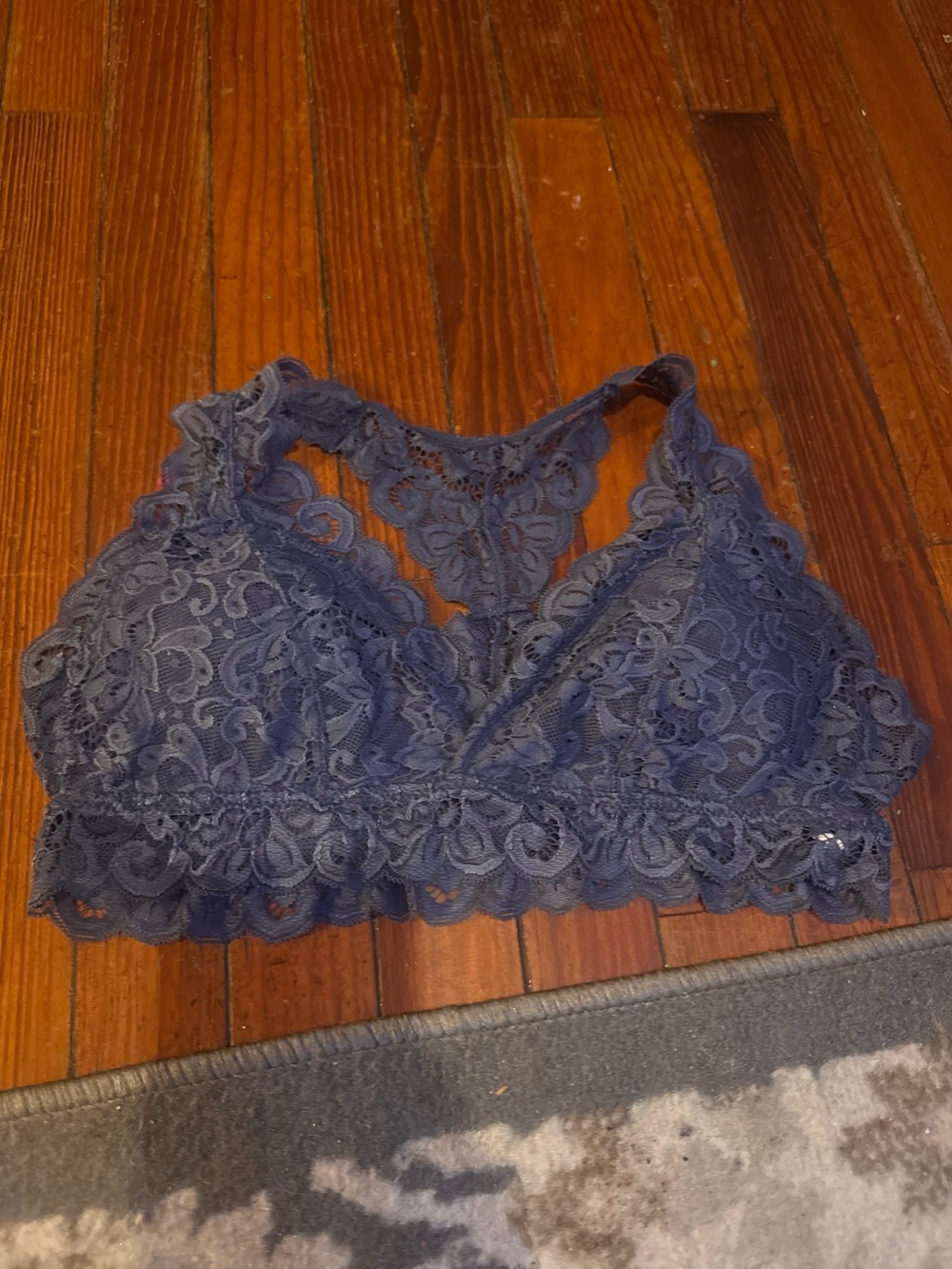 Chic Nation Lace Racerback Bralette - Dark Blue size small